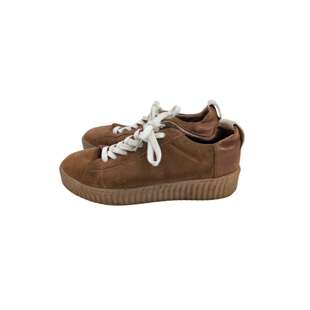 Allsaints Platform Sneakers Womens EU 38 US 8 Cherry Cognac Brown Suede Casual